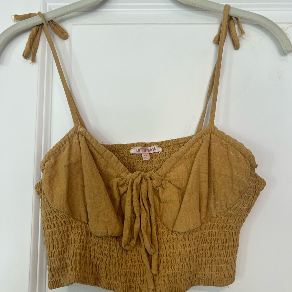 Tan Smocked Crop Top